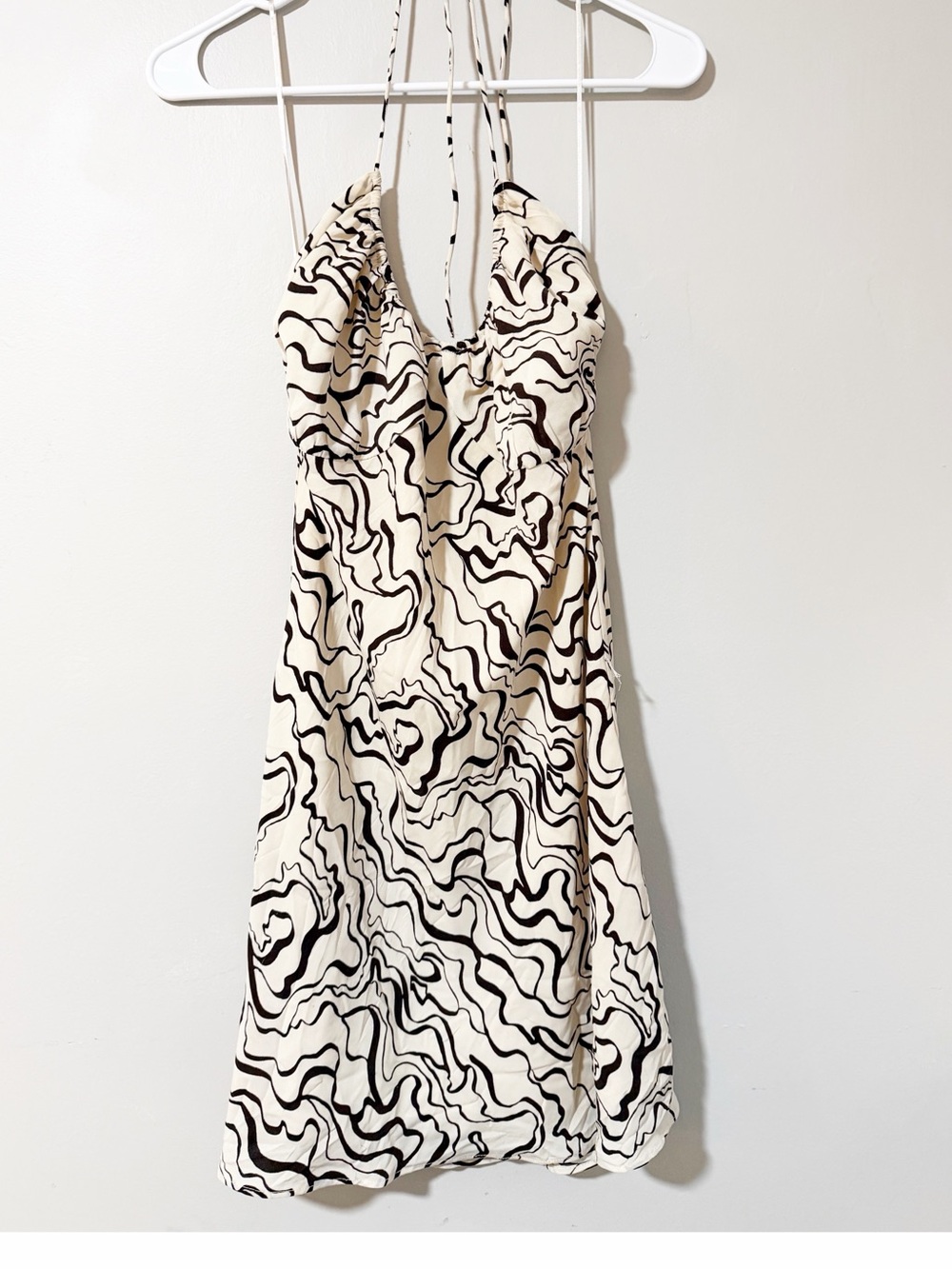 Abercrombie and fitch halter swirl print mini dress brown cream size small - Picture 3 of 5